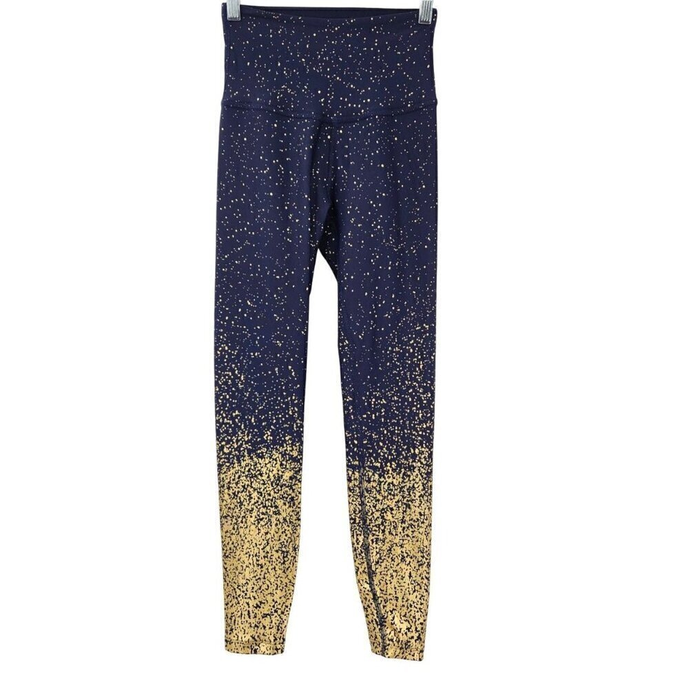 Beyond Yoga High Waisted Alloy Ombre Midi Legging Navy & Gold Women's Size S